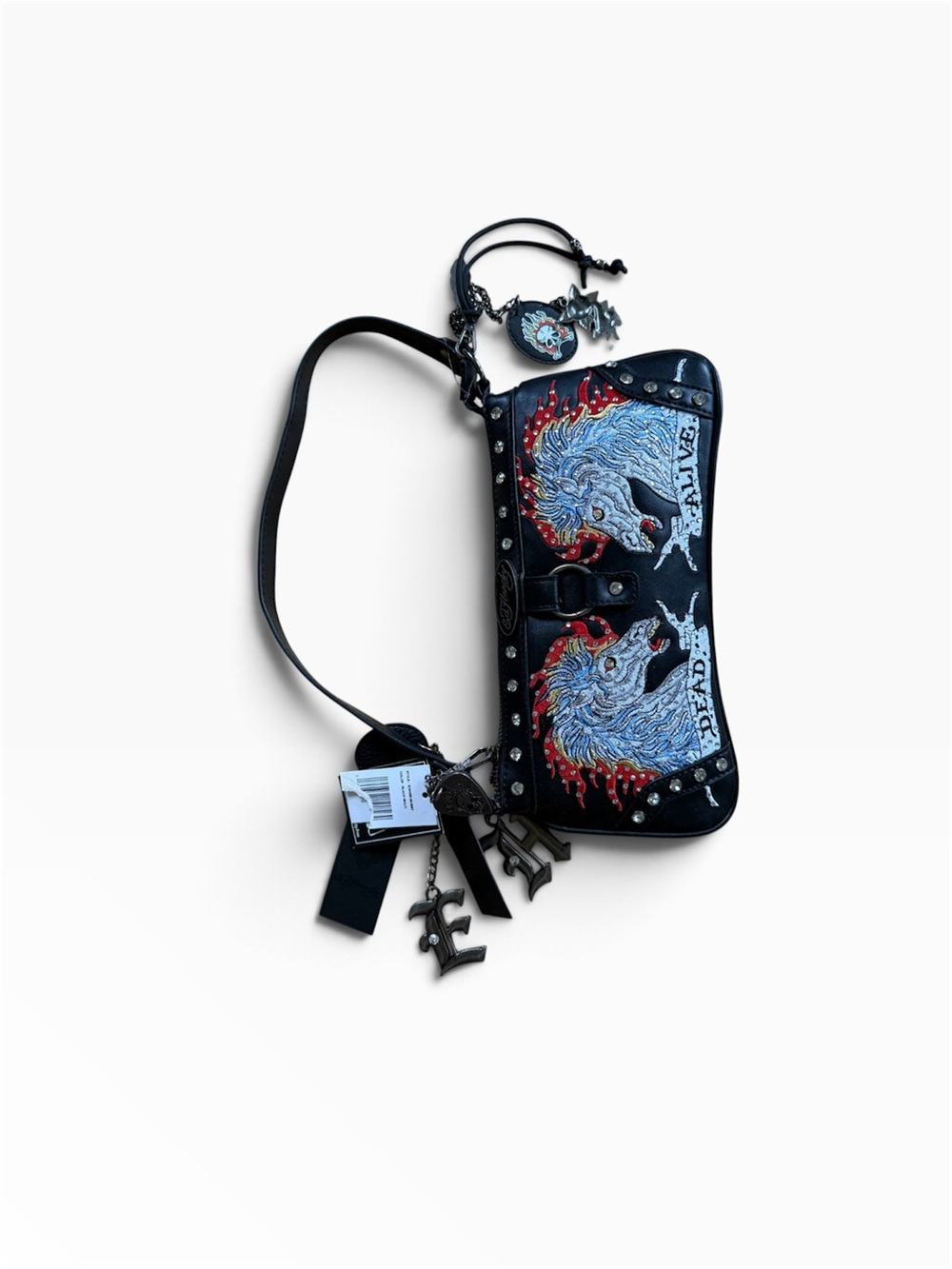 Ed Hardy- NWT! “Live Fast Die Hard” Embroidered Eagle Shoulder Bag